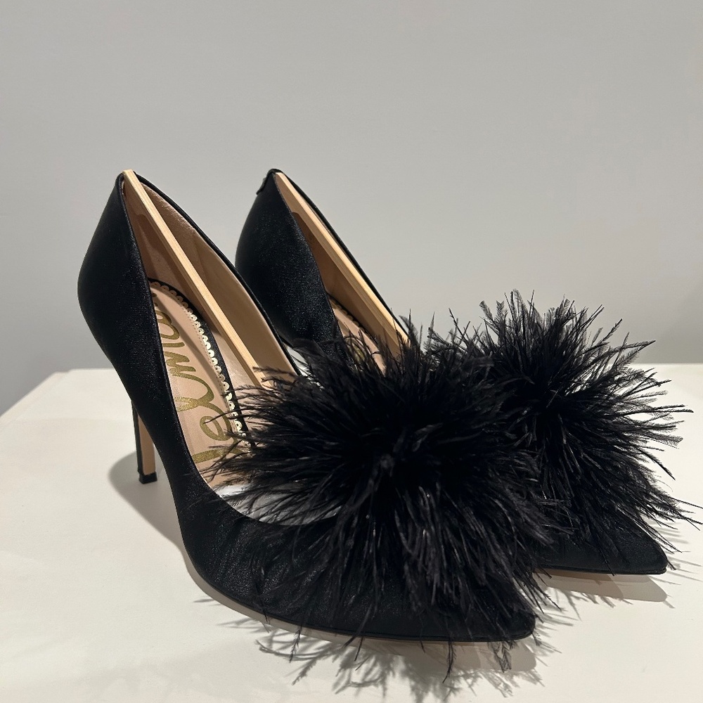 Sam Edelman Haide Black Satin Pumps